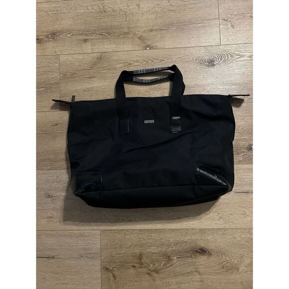 Burberry Fragrances Womens Black Canvas Rectangle Travel Large Tote Bag COA - Picture 1 of 6
